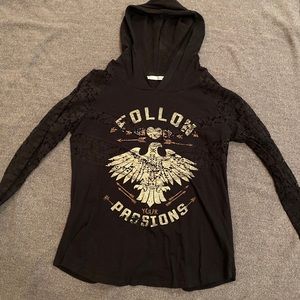 hooded 3/4 sleeve